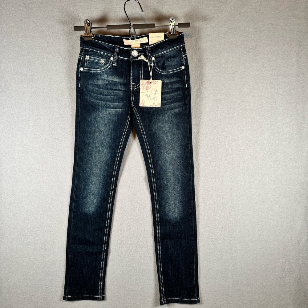 Free Planet Dark Indigo Skinny Jeans - NWT, size youth 8.